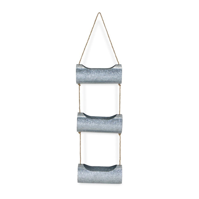 Silver Galvanized Metal Three Tier Hanging Planter HomeRoots