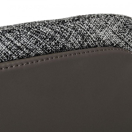 Gray and Black Upholstered Fabric And Faux Leather Wing Back Dining Arm Chair HomeRoots