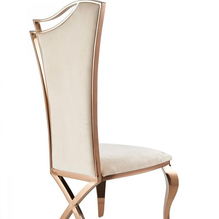 Set of Two Tufted Beige And Rose Gold Upholstered Velvet Dining Side Chairs HomeRoots