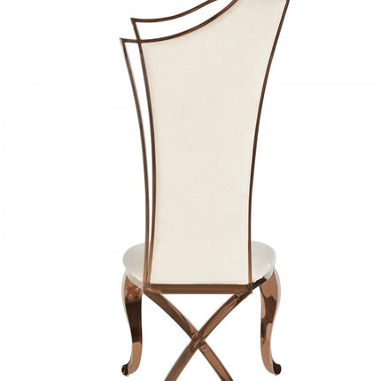 Set of Two Tufted Beige And Rose Gold Upholstered Velvet Dining Side Chairs HomeRoots
