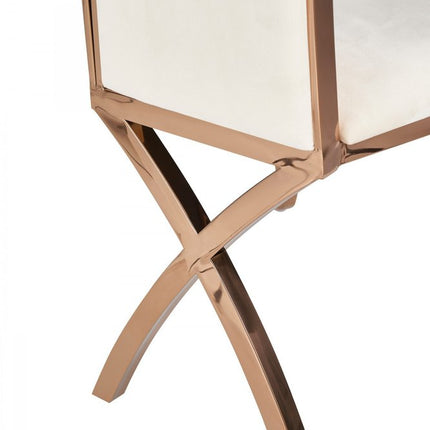 Set of Two Tufted Beige And Rose Gold Upholstered Velvet Dining Side Chairs HomeRoots