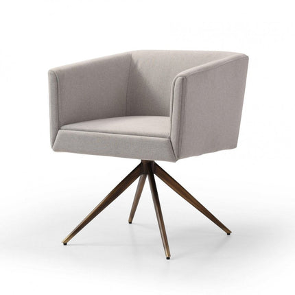 Light Gray And Brass Upholstered Fabric Dining Arm Chair HomeRoots