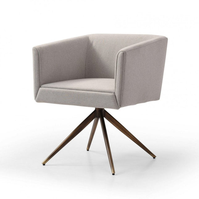 Light Gray And Brass Upholstered Fabric Dining Arm Chair HomeRoots
