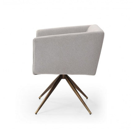 Light Gray And Brass Upholstered Fabric Dining Arm Chair HomeRoots