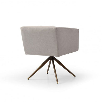 Light Gray And Brass Upholstered Fabric Dining Arm Chair HomeRoots