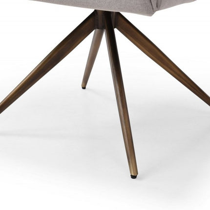 Light Gray And Brass Upholstered Fabric Dining Arm Chair HomeRoots
