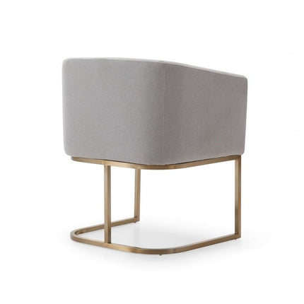 Light Gray And Antiqued Brass Upholstered Fabric Dining Arm Chair HomeRoots