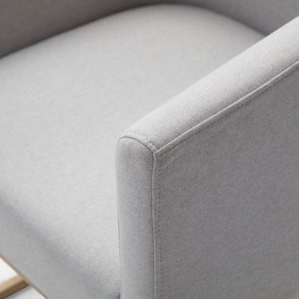 Light Gray And Antiqued Brass Upholstered Fabric Dining Arm Chair HomeRoots