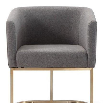 Dark Gray And Antiqued Brass Upholstered Fabric Dining Arm Chair HomeRoots