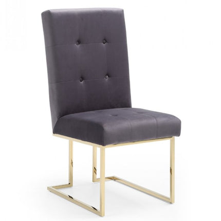 Set of Two Tufted Gray And Gold Upholstered Fabric Dining Side Chairs HomeRoots