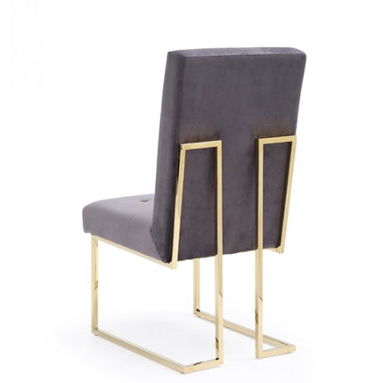 Set of Two Tufted Gray And Gold Upholstered Fabric Dining Side Chairs HomeRoots