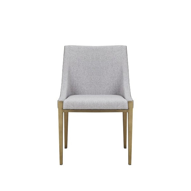 Gray And Brass Upholstered Fabric Dining Side Chair
