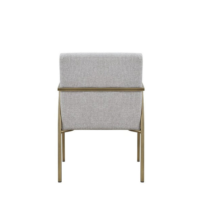 Light Gray And Brass Upholstered Fabric Dining Arm Chair HomeRoots