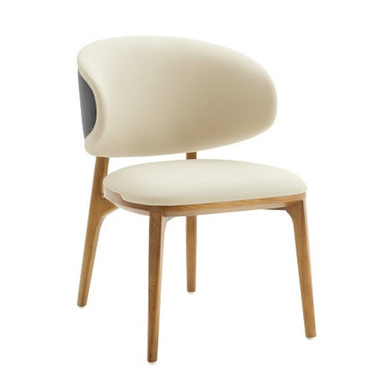 Cream And Brown Upholstered Fabric Wing Back Dining Side Chair HomeRoots