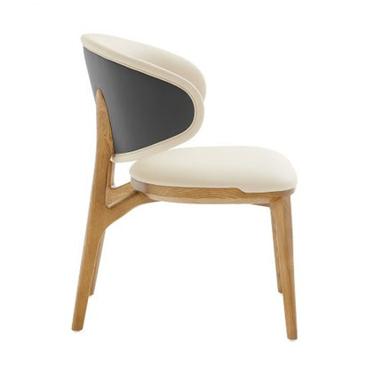Cream And Brown Upholstered Fabric Wing Back Dining Side Chair HomeRoots