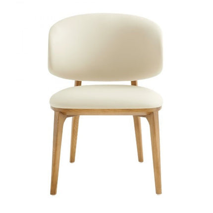Cream And Brown Upholstered Fabric Wing Back Dining Side Chair HomeRoots