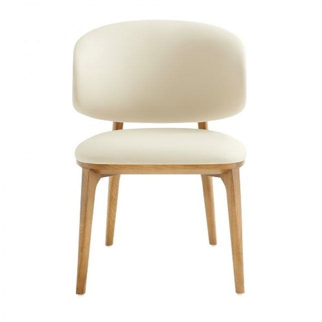 Cream And Brown Upholstered Fabric Wing Back Dining Side Chair HomeRoots