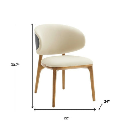Cream And Brown Upholstered Fabric Wing Back Dining Side Chair HomeRoots