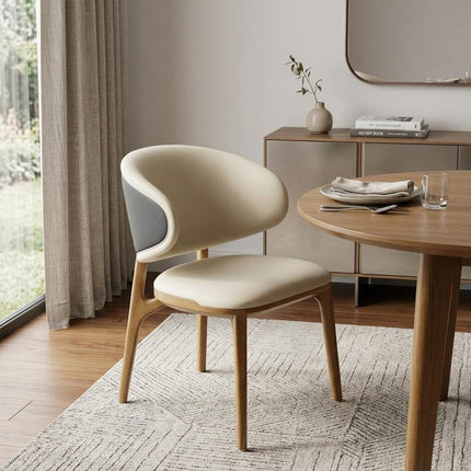 Cream And Brown Upholstered Fabric Wing Back Dining Side Chair HomeRoots