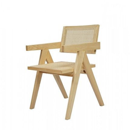 Natural Wood Open Back Dining Arm Chair HomeRoots