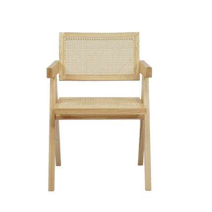 Natural Wood Open Back Dining Arm Chair HomeRoots
