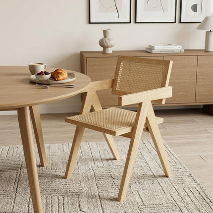 Natural Wood Open Back Dining Arm Chair HomeRoots