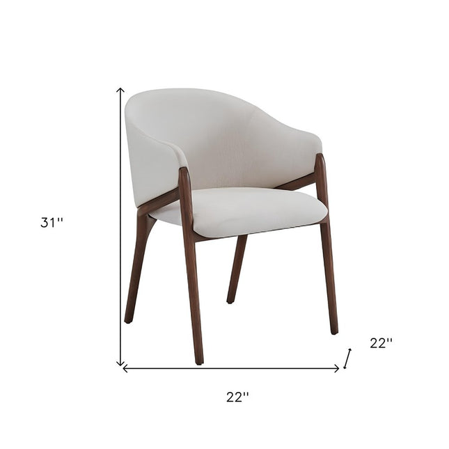 Cream And Brown Upholstered Fabric Wing Back Dining Arm Chair HomeRoots