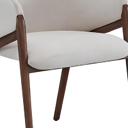Cream And Brown Upholstered Fabric Wing Back Dining Arm Chair HomeRoots