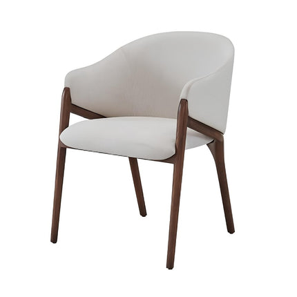 Cream And Brown Upholstered Fabric Wing Back Dining Arm Chair HomeRoots