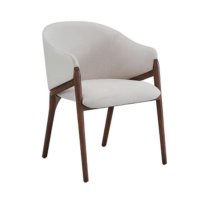 Cream And Brown Upholstered Fabric Wing Back Dining Arm Chair HomeRoots