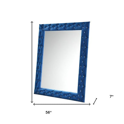 74" Blue Square Wood Framed Mounted Accent Mirror HomeRoots