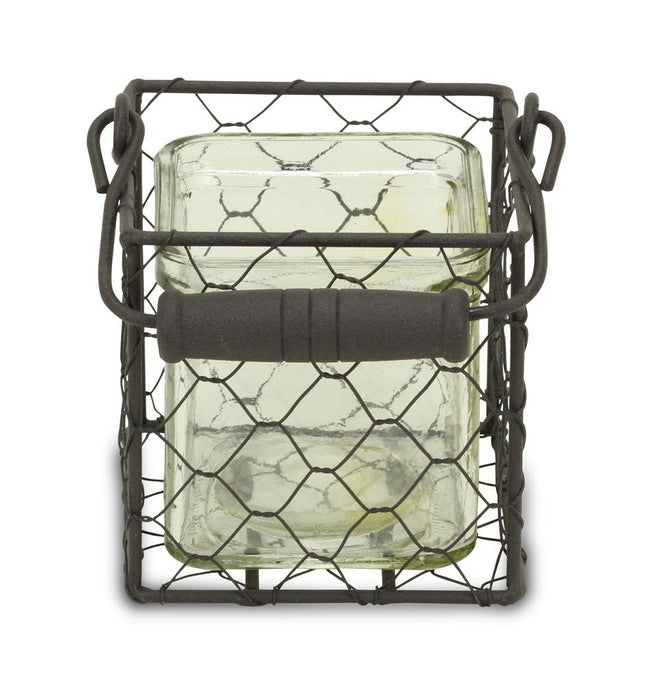 4" Clear and Brown Glass Tabletop Lantern Candle Holder HomeRoots