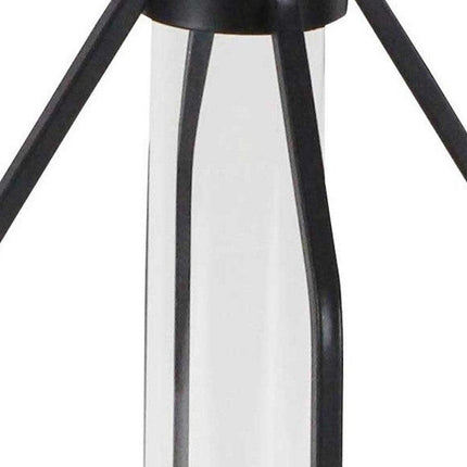 12" Black Clear And Natural Metal Glass And Wood Posy Test Tube Table Vase