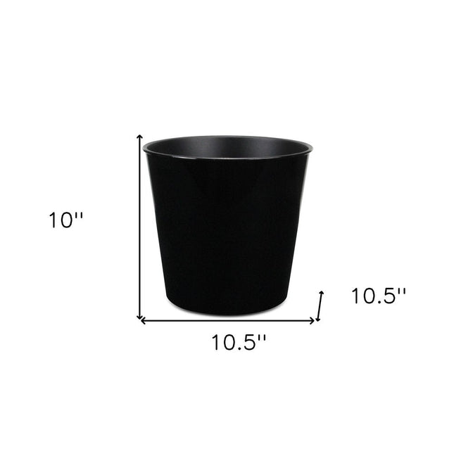 11" Black Recycled Plastic Indoor Outdoor Round Pot Planter HomeRoots