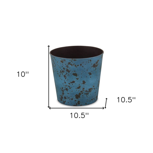 11" Blue Recycled Plastic Indoor Outdoor Round Pot Planter HomeRoots