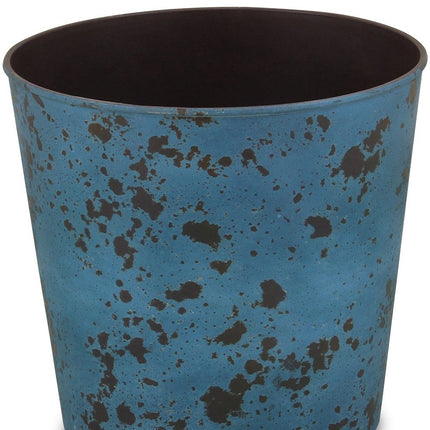 11" Blue Recycled Plastic Indoor Outdoor Round Pot Planter HomeRoots