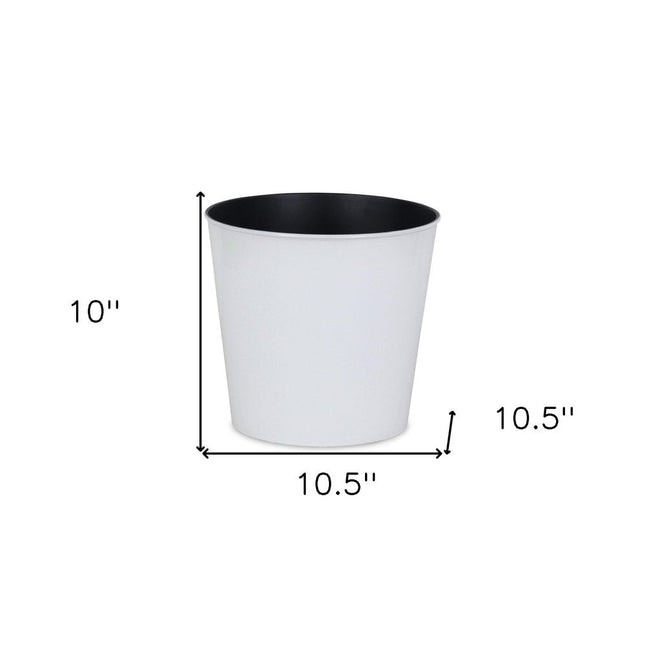 11" White Recycled Plastic Indoor Outdoor Round Pot Planter HomeRoots