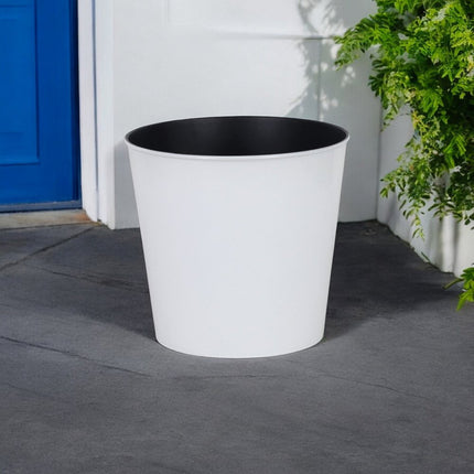 11" White Recycled Plastic Indoor Outdoor Round Pot Planter HomeRoots