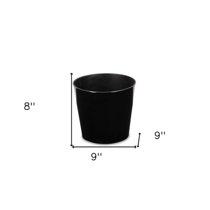 9" Black Recycled Plastic Indoor Outdoor Round Pot Planter HomeRoots