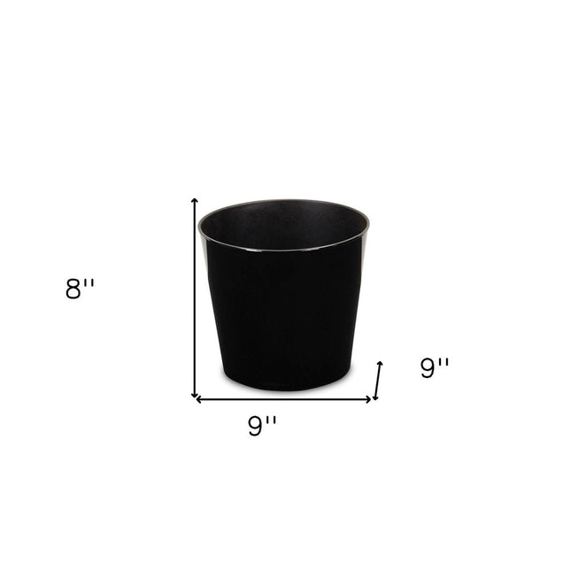 9" Black Recycled Plastic Indoor Outdoor Round Pot Planter HomeRoots
