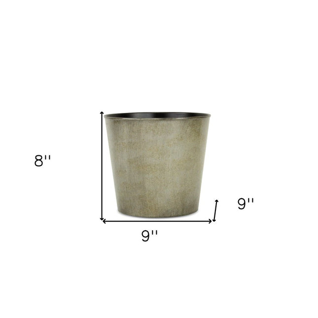 9" Gray Recycled Plastic Indoor Outdoor Round Pot Planter HomeRoots