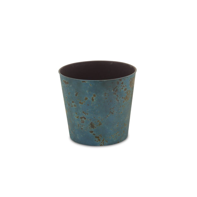 9" Blue Recycled Plastic Indoor Outdoor Round Pot Planter HomeRoots