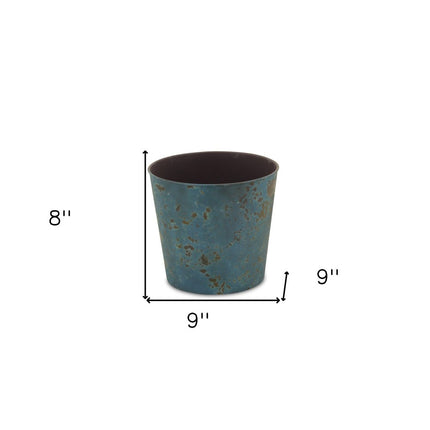 9" Blue Recycled Plastic Indoor Outdoor Round Pot Planter HomeRoots