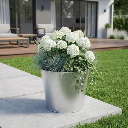 9" Silver Recycled Plastic Indoor Outdoor Round Pot Planter HomeRoots