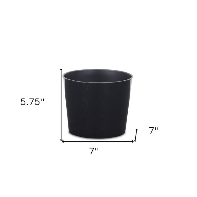 7" Black Recycled Plastic Indoor Outdoor Round Pot Planter HomeRoots