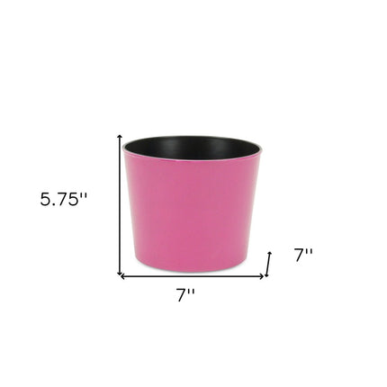 7" Hot Pink Recycled Plastic Indoor Outdoor Round Pot Planter HomeRoots