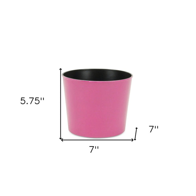 7" Hot Pink Recycled Plastic Indoor Outdoor Round Pot Planter HomeRoots