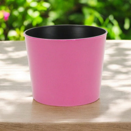 7" Hot Pink Recycled Plastic Indoor Outdoor Round Pot Planter HomeRoots