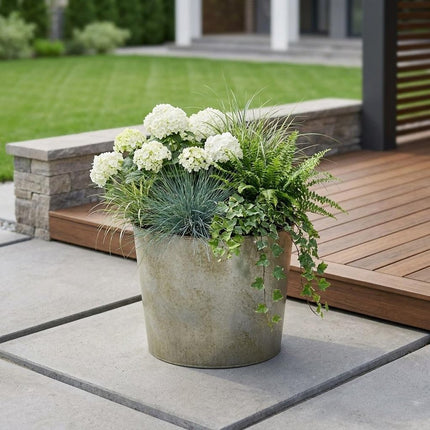 7" Gray Recycled Plastic Indoor Outdoor Round Pot Planter HomeRoots
