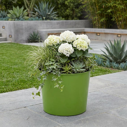 7" Lime Green Recycled Plastic Indoor Outdoor Round Pot Planter HomeRoots